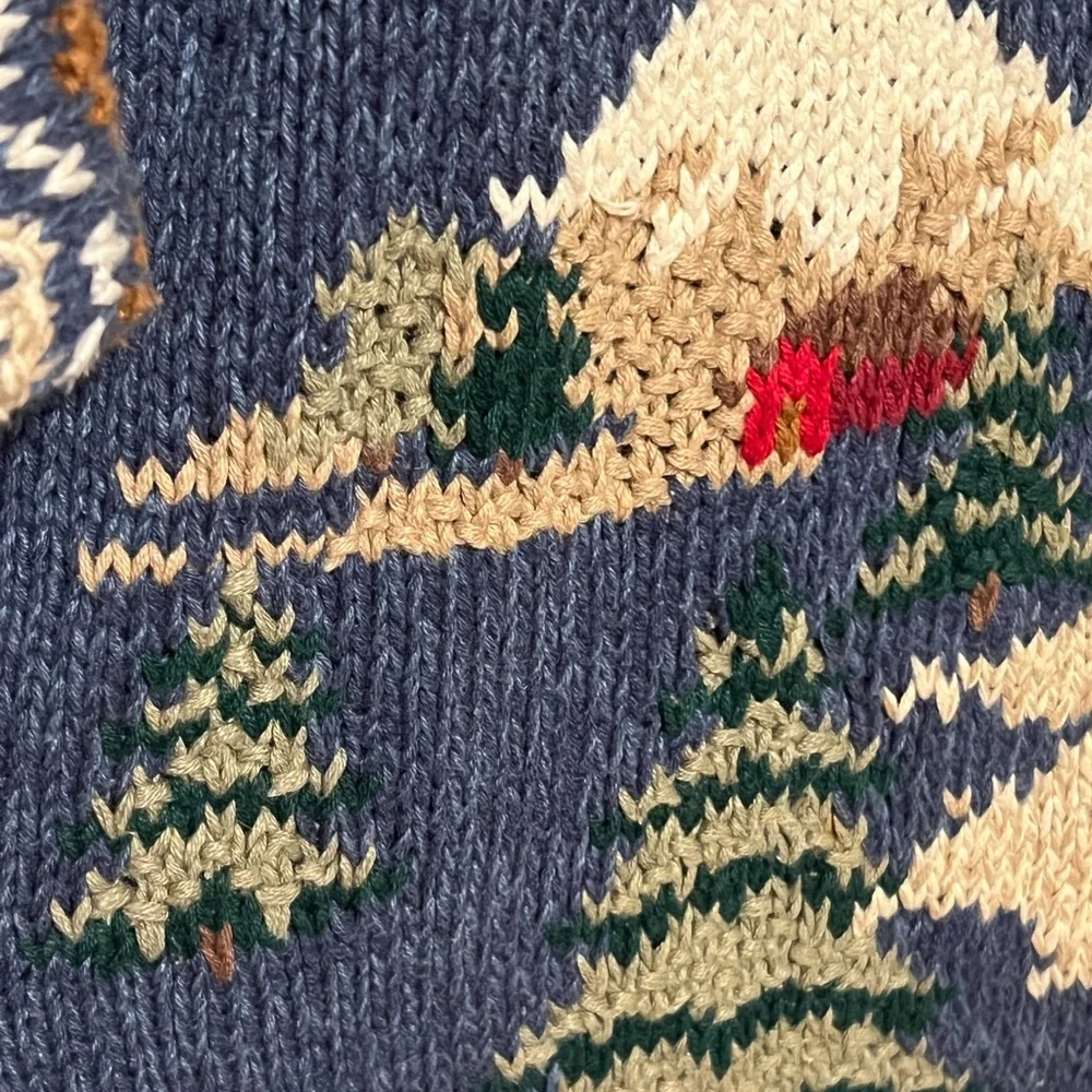 S Vintage knitted Talbots Ice Skater Holiday Christmas Winter  plaid sweater - Picture 8 of 12